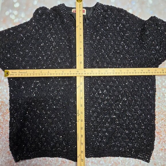 Imperial Imports 1950-60s - Sequin, beaded, and Lined - Black Sweater, Women's X - Picture 6 of 9